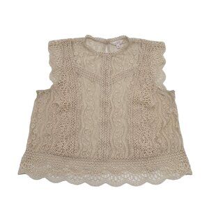 Lauren Conrad Women’s top Cream Ivory Lace Blouse sleevless BOHO romantic XXL